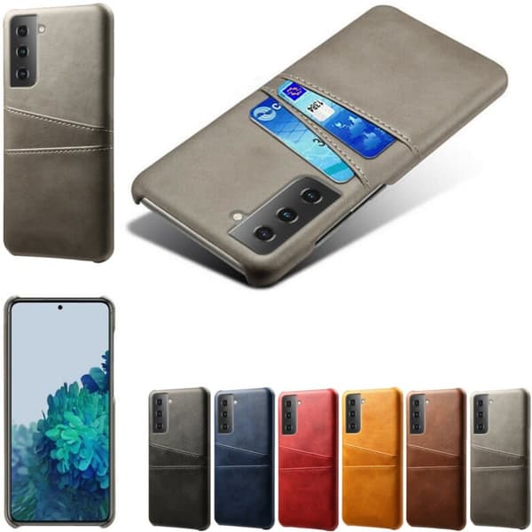 Samsung S21 skal fodral skydd skinn kort visa amex mastercard