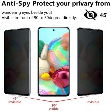 Samsung A72 5G Privacy Hærdet glas 0,26 mm 2,5D 9H