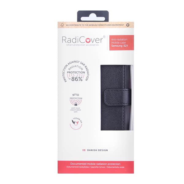 RADICOVER Strålingsbeskyttelse Lommebok PU Samsung  S21/S30 Flipcover Svart