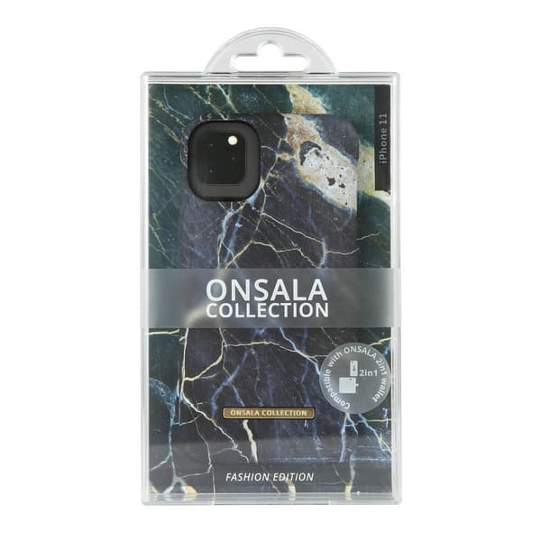 ONSALA COLLECTION Mobildeksel Soft Black Galaxy Marble iPhone 11