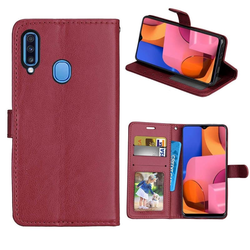 Mobilplånbok 3-kort Samsung Galaxy A20s : Färg - Brun