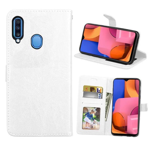 Mobil tegnebog 3-kort Samsung Galaxy A20s : farve - hvid