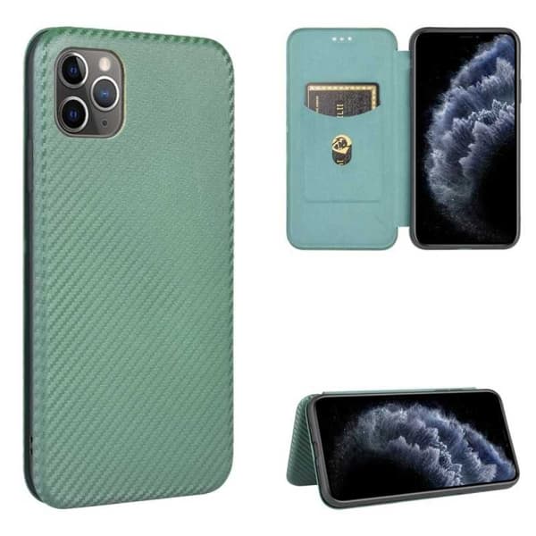 iPhone 11 Pro Max Flip Case Kortrum CarbonDreams Grøn