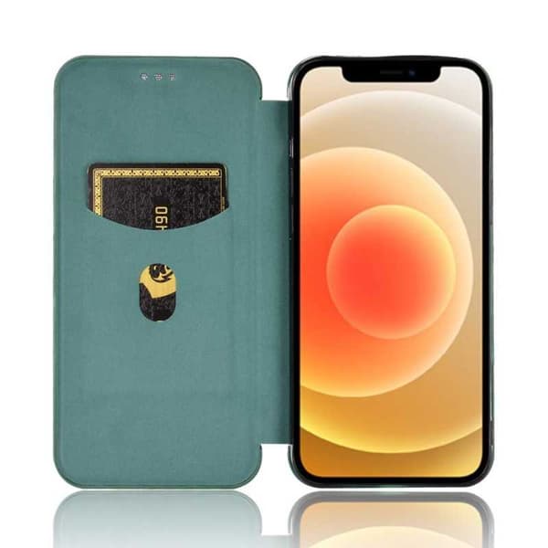 iPhone 12/12 Pro Flip Case Kortrum CarbonDreams Grøn