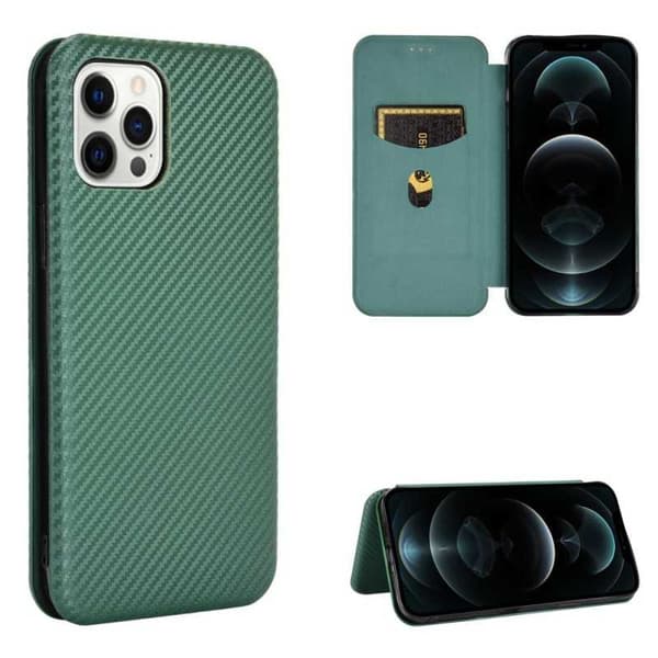 iPhone 12 Pro Max Flipfodral Kortfack CarbonDreams Grön