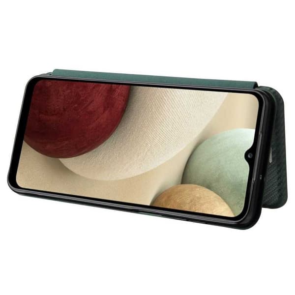Samsung A12 Flip Case Kortrum CarbonDreams Grøn