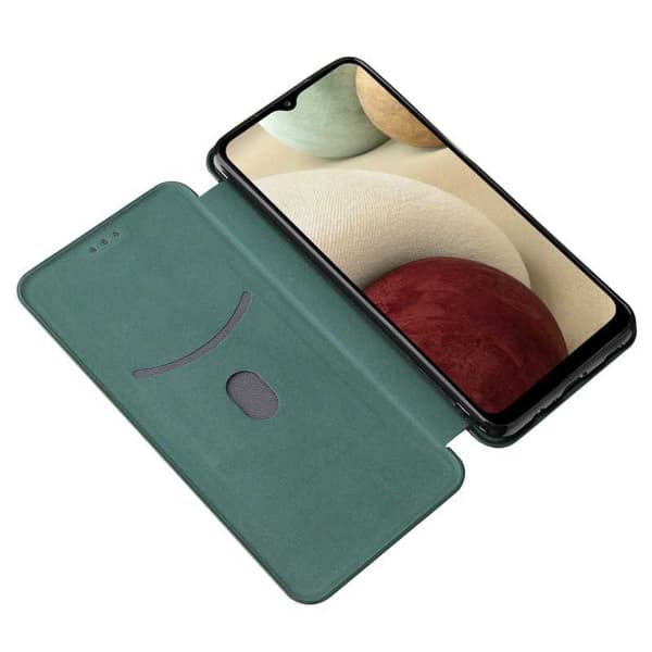 Samsung A12 Flip Case Kortrum CarbonDreams Grøn