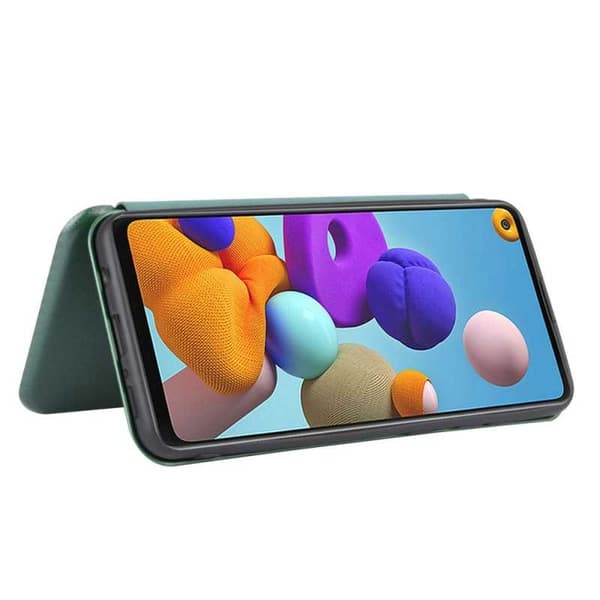Samsung A21s Flipfodral Kortfack CarbonDreams Grön