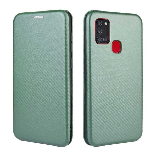 Samsung A21s Flipfodral Kortfack CarbonDreams Grön