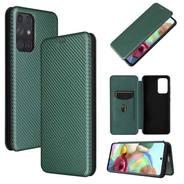 Samsung A72 5G Flip Case Kortrum CarbonDreams Grøn