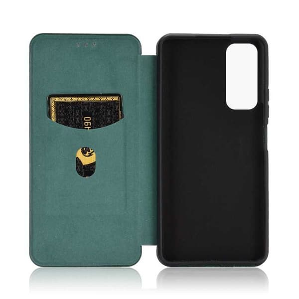 Huawei P Smart 2021 Flip Case -korttipaikka CarbonDreams Green