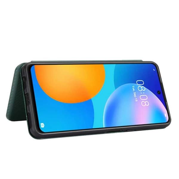 Huawei P Smart 2021 Flip Case -korttipaikka CarbonDreams Green