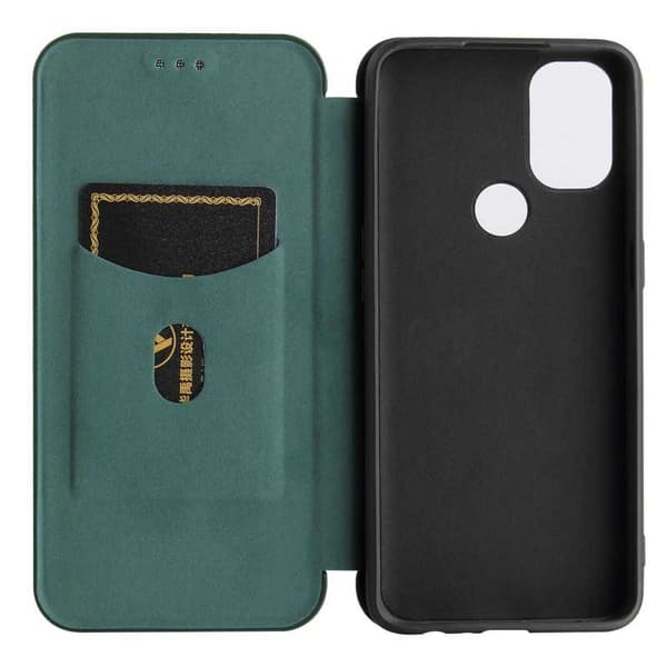 OnePlus Nord N10 Flip Case -korttipaikka CarbonDreams Green