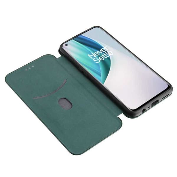 OnePlus Nord N10 Flip Case -korttipaikka CarbonDreams Green