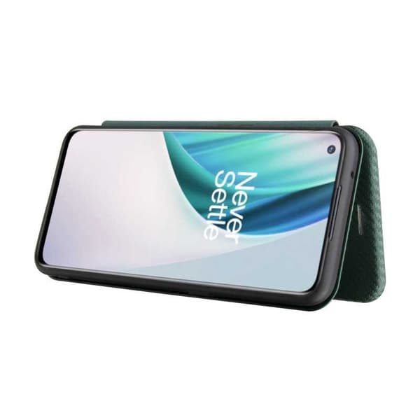 OnePlus Nord N10 Flip Case -korttipaikka CarbonDreams Green