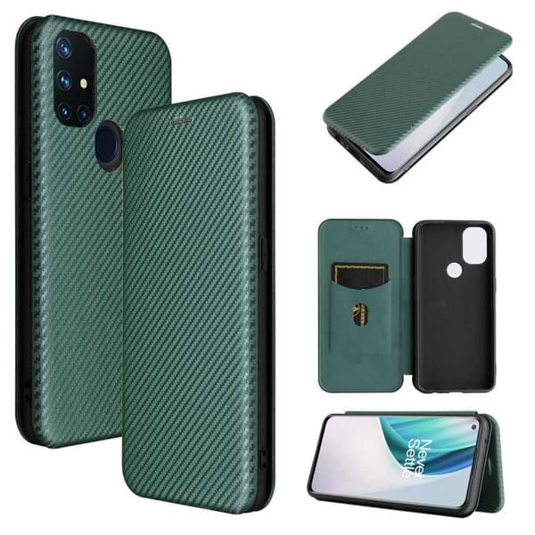 OnePlus Nord N10 Flipfodral Kortfack CarbonDreams Grön