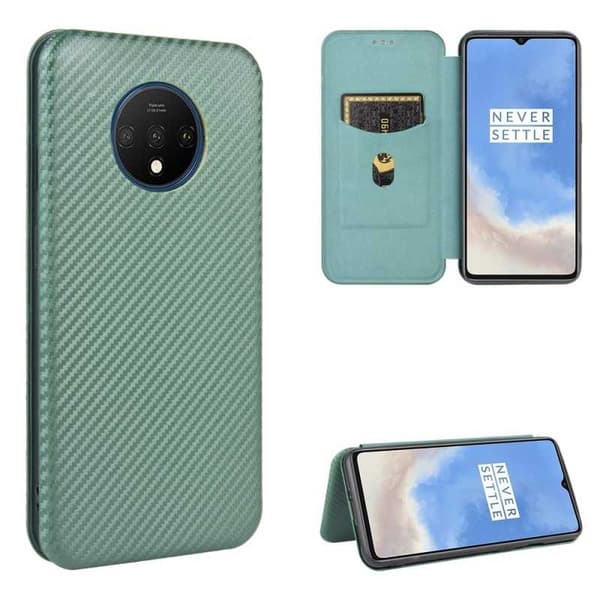 OnePlus 7T Flip Case -korttipaikka CarbonDreams Green