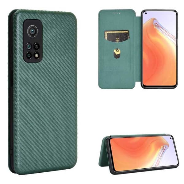Xiaomi Mi 10T / 10T Pro Flip Case -korttipaikka CarbonDreams Green