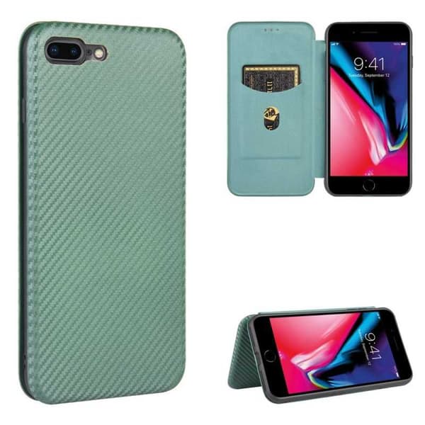 iPhone 7 Plus / 8 Plus Flip Case Kortrum CarbonDreams Grøn