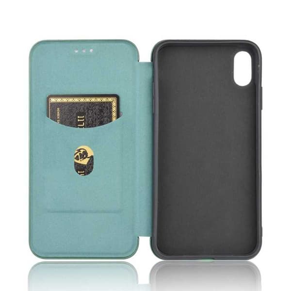iPhone XS Max Flip Case Kortrum CarbonDreams Grøn