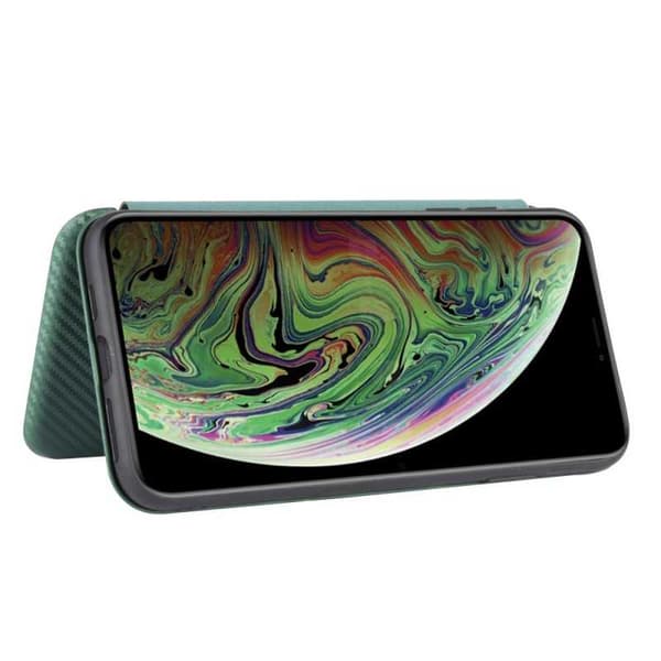 iPhone XS Max Flip Case Kortrum CarbonDreams Grøn