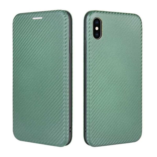 iPhone XS Max Flip Case Kortrum CarbonDreams Grøn