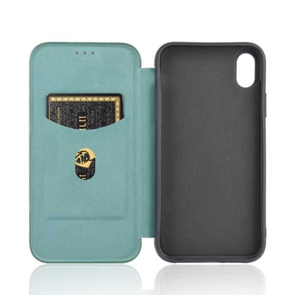 iPhone XR Flip Case Kortrum CarbonDreams Grøn