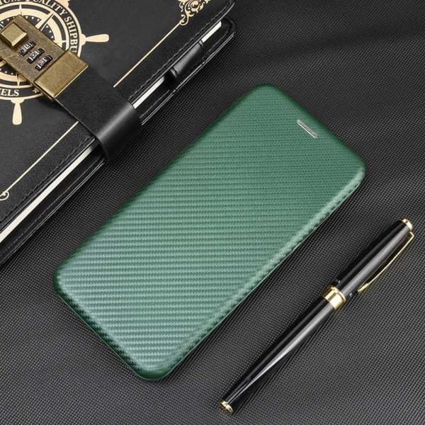 iPhone XR Flip Case Kortrum CarbonDreams Grøn