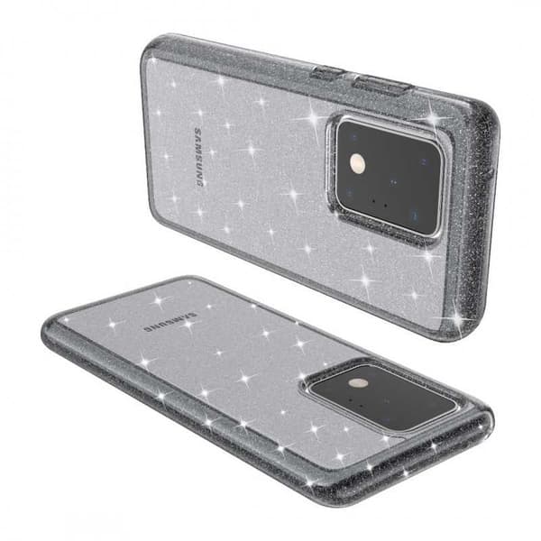 Samsung S20 Ultra stødabsorberende mobilcover Sparkle Black