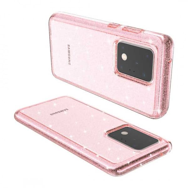 Samsung S20 Ultra Iskunvaimennin matkapuhelinkotelo Sparkle Rose Gold