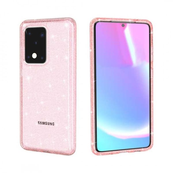 Samsung S20 Ultra Iskunvaimennin matkapuhelinkotelo Sparkle Rose Gold