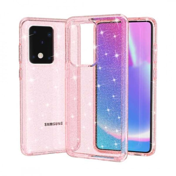 Samsung S20 Ultra Iskunvaimennin matkapuhelinkotelo Sparkle Rose Gold