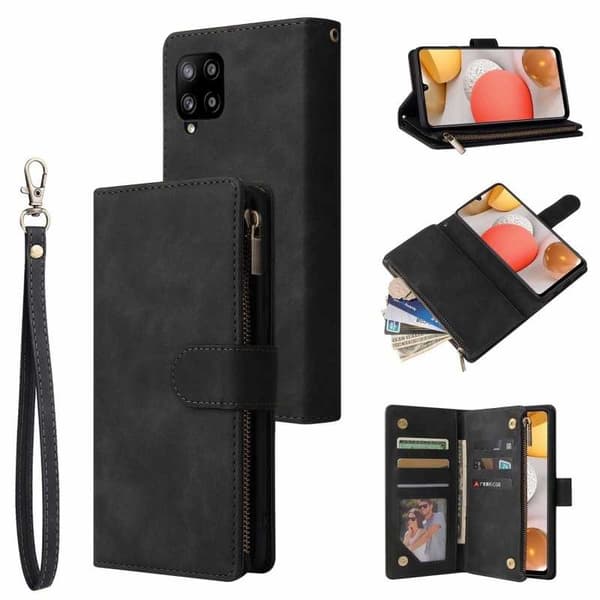 Samsung A42 5G Multifunktionellt Plånboksfodral Zipper 8-Fack