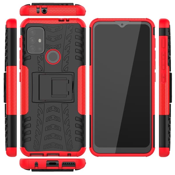 Motorola Moto G30 Skal Däckmönster Stativfunktion Röd