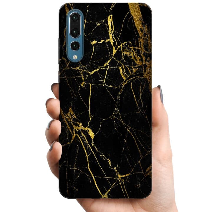 Huawei P20 Pro TPU Mobilskal Marble Black&Gold