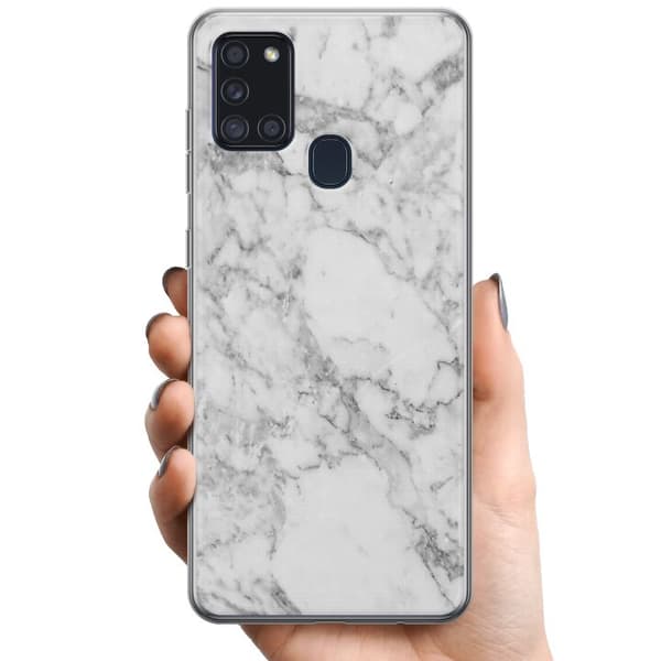 Samsung Galaxy A21s TPU Mobildeksel Marmor Hvit