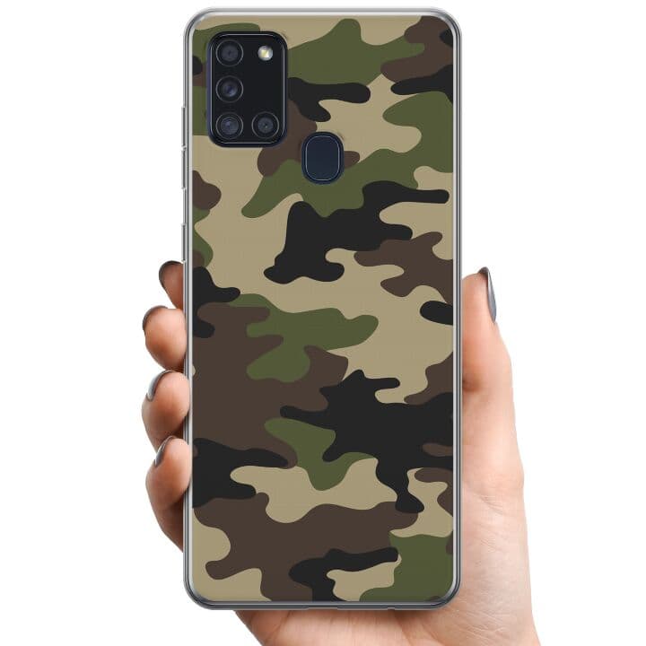 Samsung Galaxy A21s TPU Mobilskal Woodland Camo