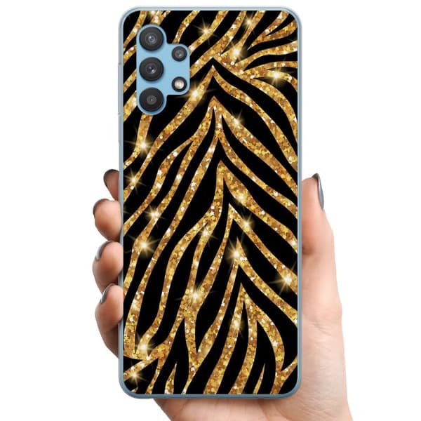 Samsung Galaxy A32 5G TPU Mobilcover Guld & Glitter