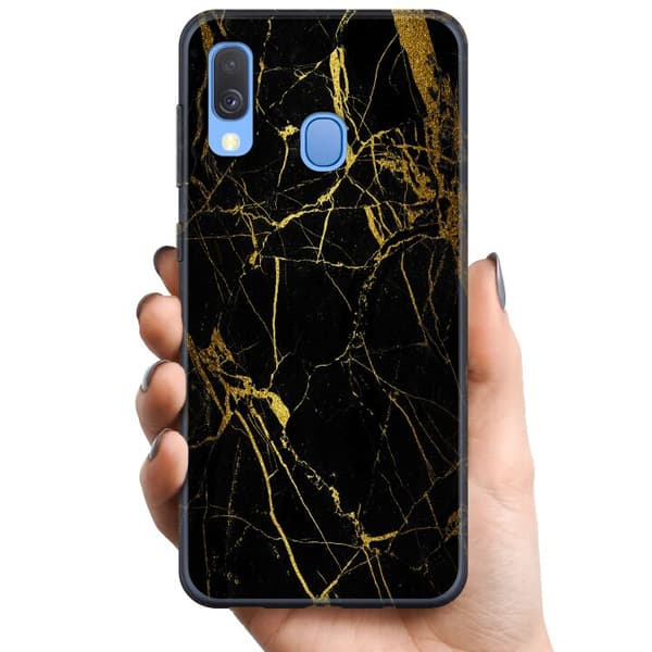 Samsung Galaxy A40 TPU Mobildeksel Marmor Svart & Gull