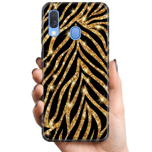 Samsung Galaxy A40 TPU Mobilcover Guld & Glitter