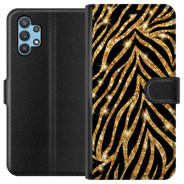 Samsung Galaxy A32 5G Tegnebogsetui Guld & Glitter