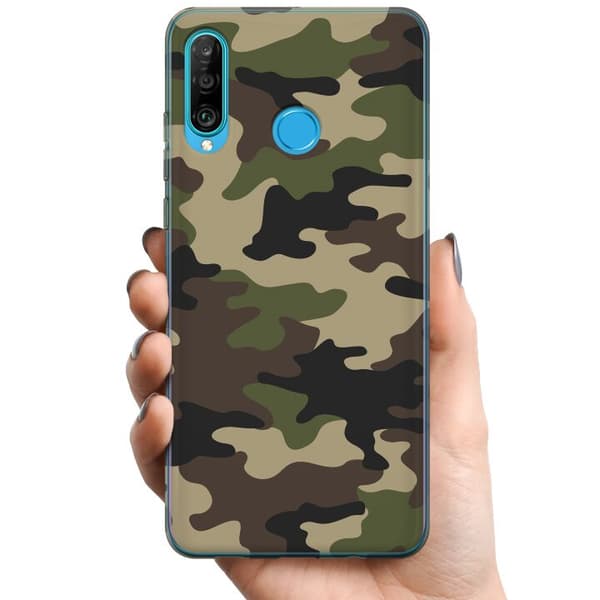 Huawei P30 lite TPU Mobildeksel Skog kamuflasje