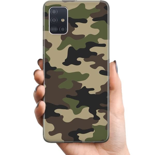 Samsung Galaxy A51 TPU Mobildeksel Skog kamuflasje