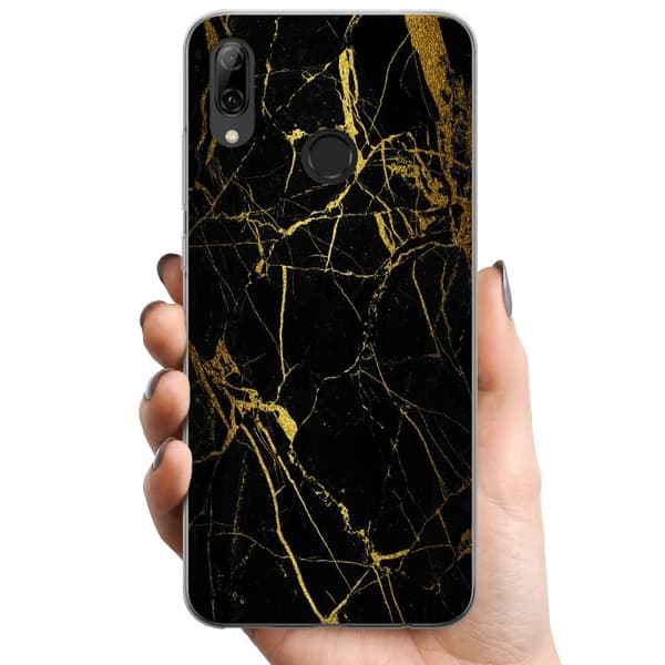 Huawei P smart 2019 TPU Matkapuhelimen kuori Marmori Musta & Kulta