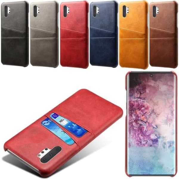 Samsung Note10 Plus skal fodral skydd skinn kort kredit visa Röd
