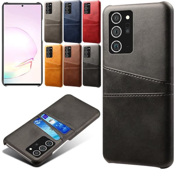 Samsung Note20 Ultra skal fodral skydd skinn kort kredit visa Svart