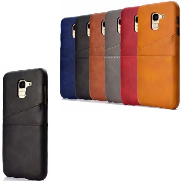 Samsung J6 skal fodral skydd skinn kort visa mastercard amex