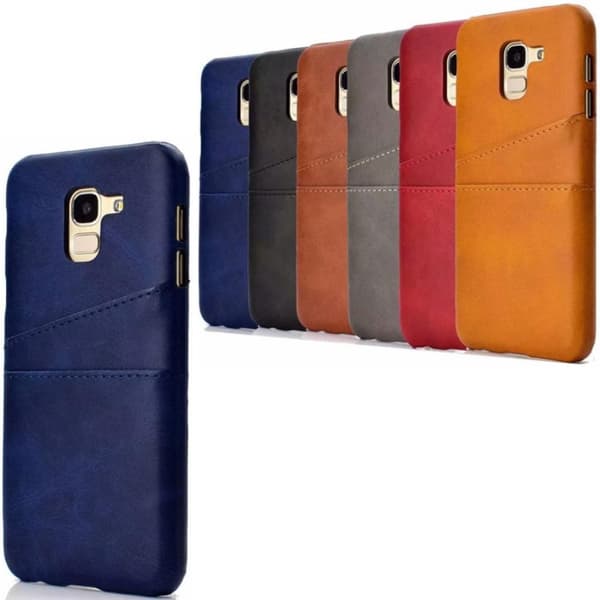 Samsung J6 skal fodral skydd skinn kort visa mastercard amex