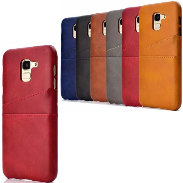 Samsung J6 skal fodral skydd skinn kort visa mastercard amex