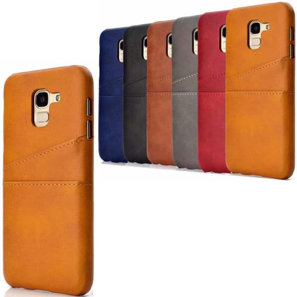 Samsung J6 skal fodral skydd skinn kort visa mastercard amex